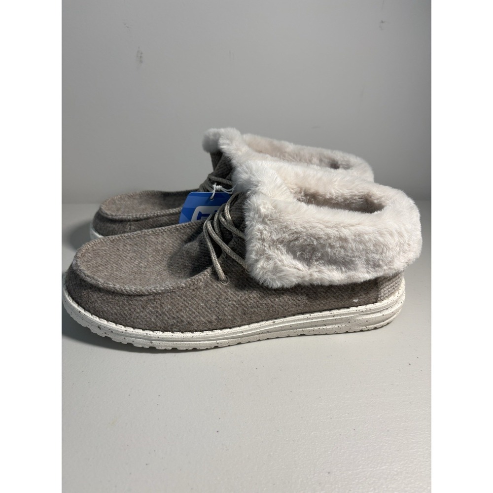 Hey Dude Womens 10 Nut Britt Faux Fur Lined Winter Moc Loafers 121771600